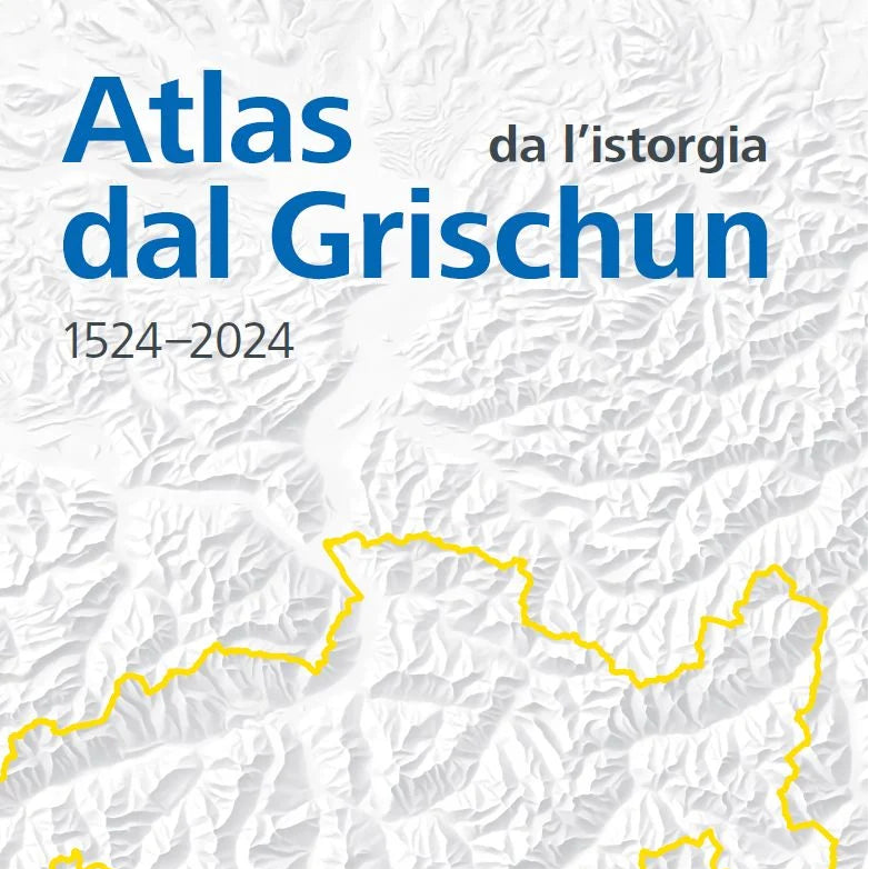 Grosse Auswahl Sachbüchern über den Kanton Graubündenl. Im Bild der Atlas zur Geschichte.