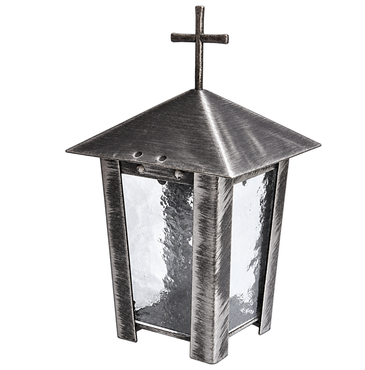 Grablampe - Höhe 16 cm mit Kreuz - für Grablichter.