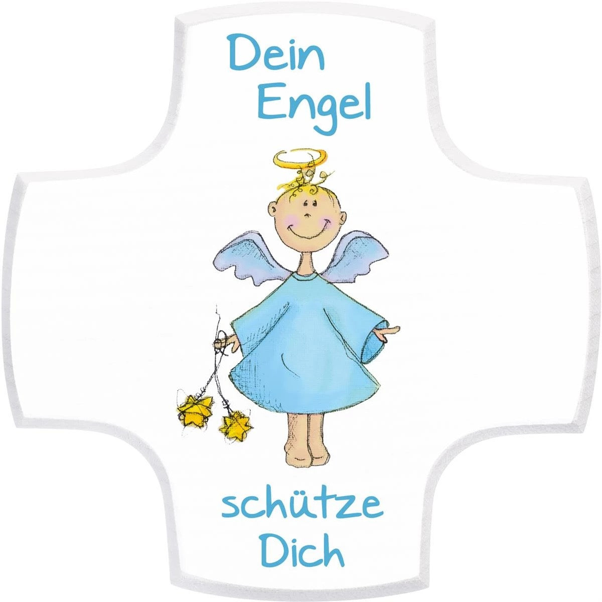 Kinderkreuz "Dein Engel schütze Dich" - Blau