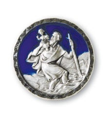 Metallplakette Christophorus mit Magnet blau