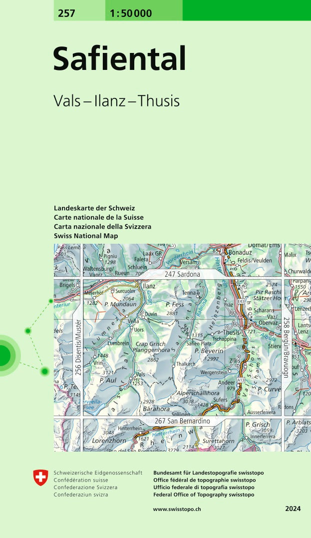 Safiental. 1:50'000Vals - Ilanz - Thusis