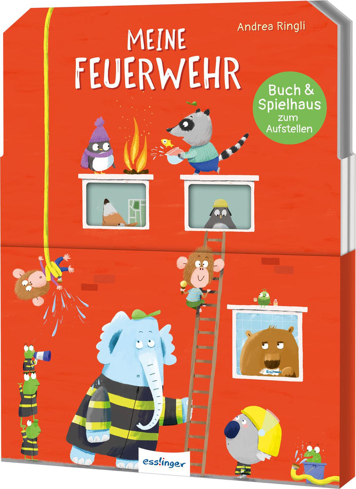 illustriert von Andrea Ringli: Buch & Spielhaus zum Aufstellen: Meine Feuerwehr -   Pappbücher