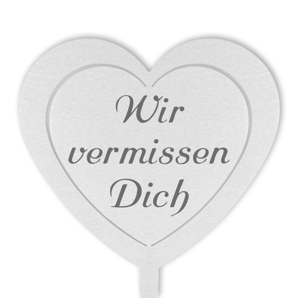 Grabstecker: Edelstahl Herz "Wir vermissen Dich"