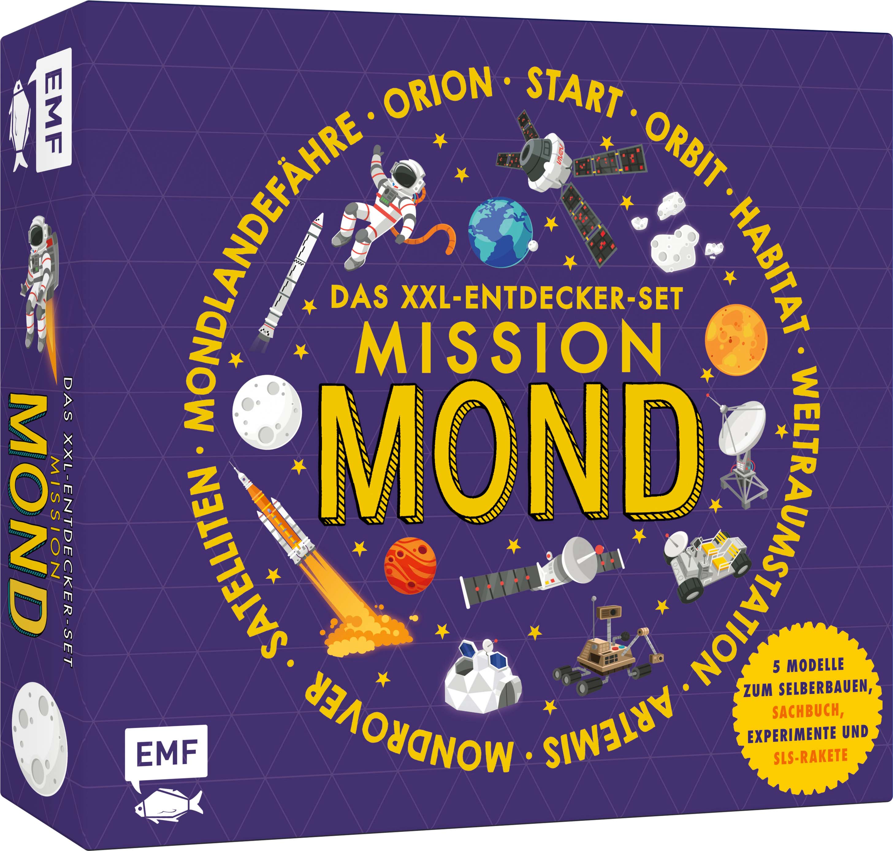 übersetzt von Julia Strohbach, von Ben Hubbard: Das XXL-Entdecker-Set – Mission Mond: 5 Modelle zum Selberbauen, Sachbuch, Experimente und Rakete