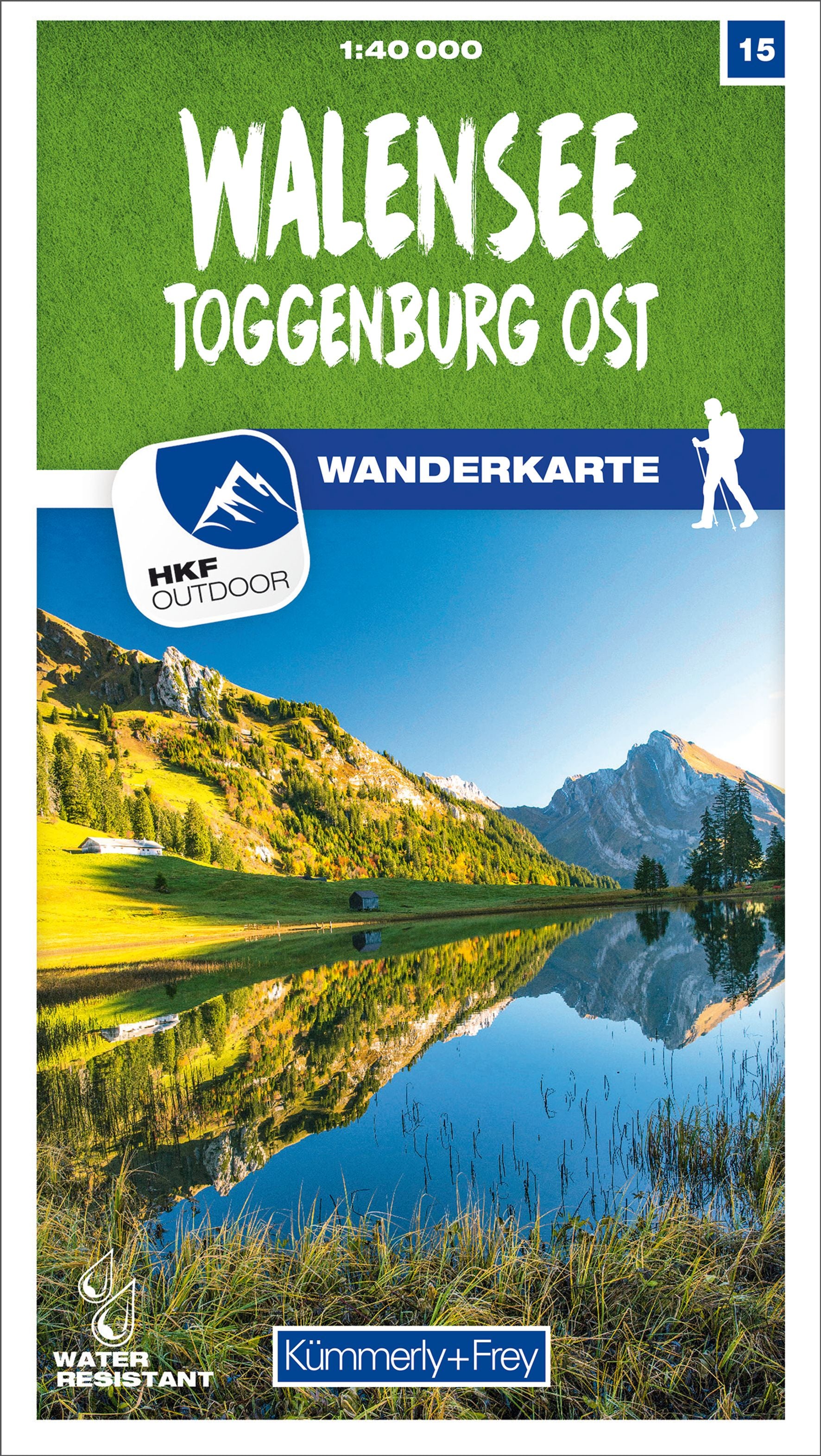 Walensee - Toggenburg Ost 15 Wanderkarte 1:40 000 matt laminiert. 1:40'000