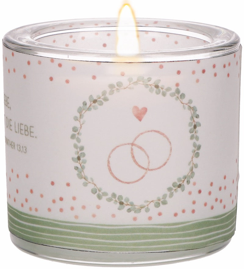 Glaswindlicht zur Hochzeit "Glaube, Hoffnung, Liebe"