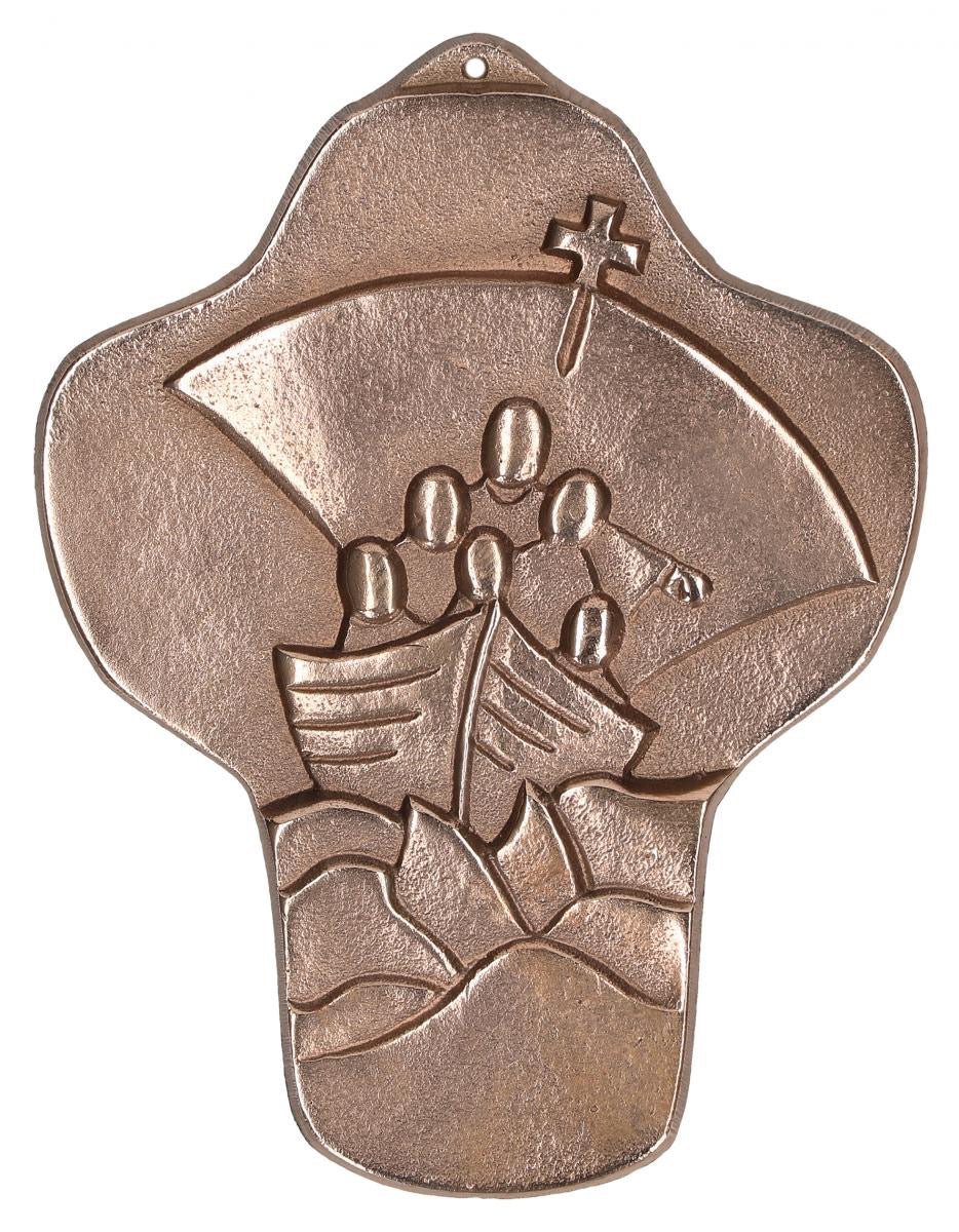 Bronzekreuz Erste Kommunion "Boot"