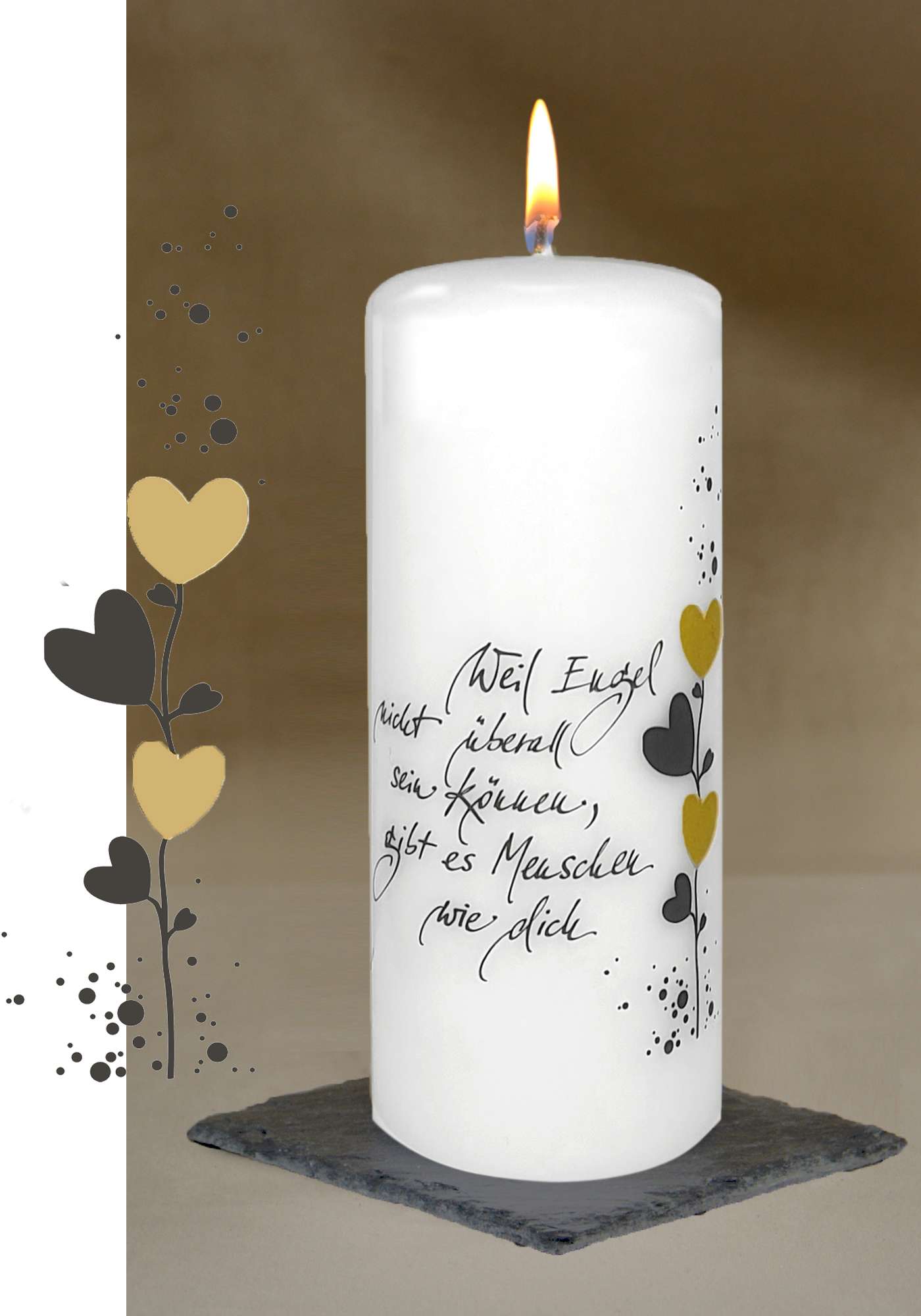 Poesie-Kerze "Weil Engel nicht überall sein können" - 200/80 mm