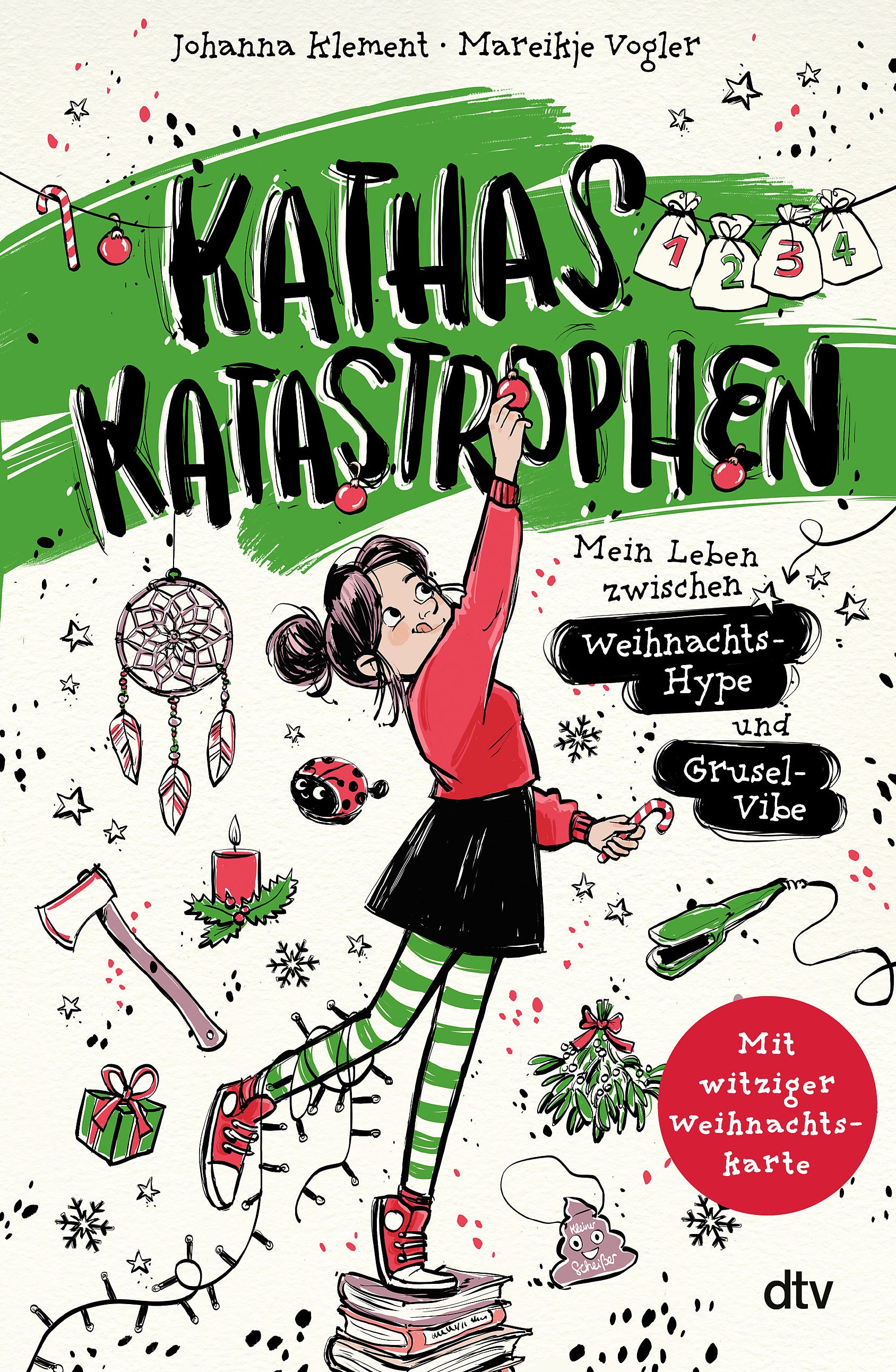 von Johanna Klement, illustriert von Mareikje Vogler: Kathas Katastrophen – Mein Leben zwischen Weihnachts-Hype und Grusel-Vibe