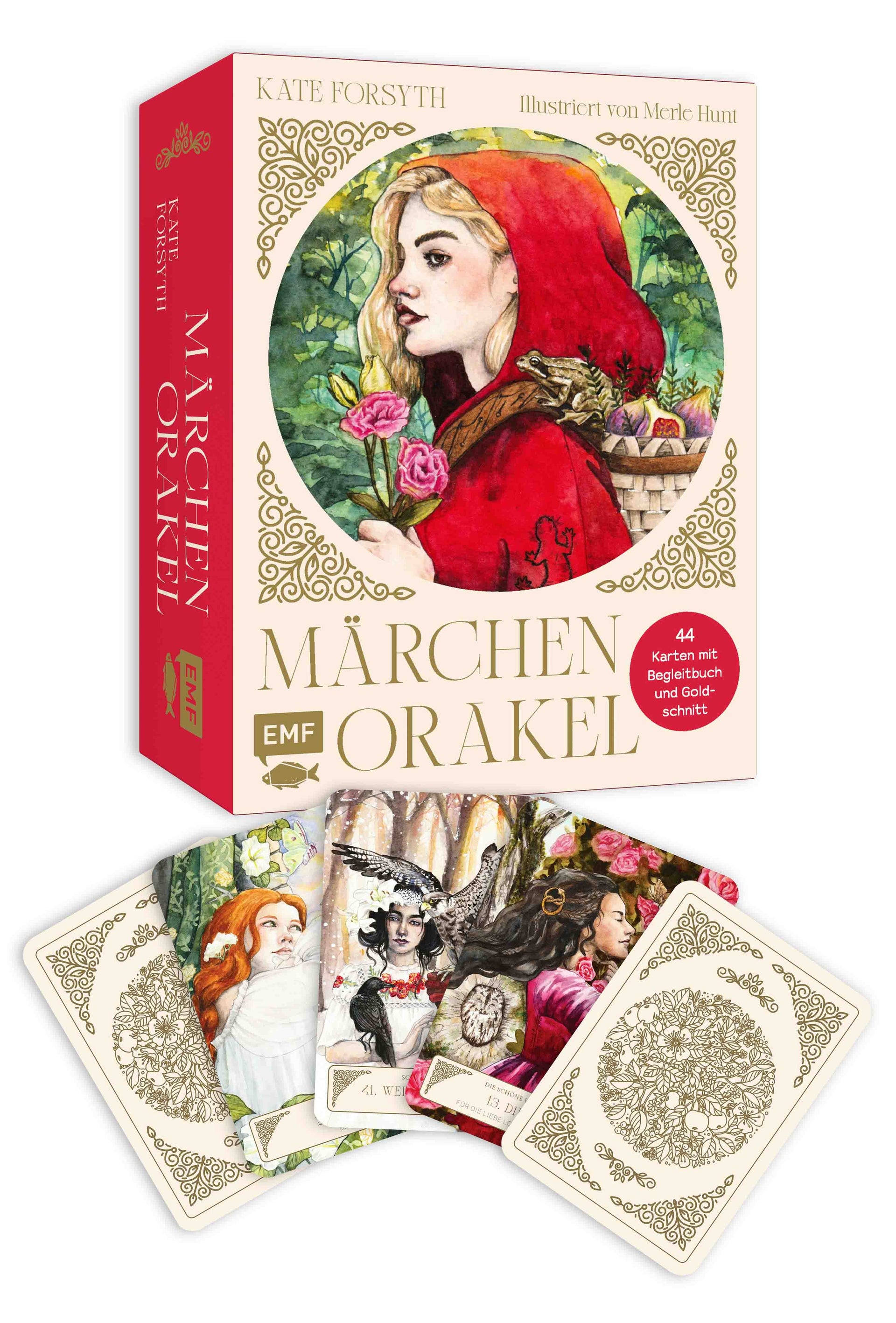von Dr. Kate Forsyth, illustriert von Merle Hunt: Orakel-Kartenset: Märchenorakel | Inspirierende Lehren und Weisheiten aus Rotkäppchen, Rapunzel, Rumpelstilzchen und Co.