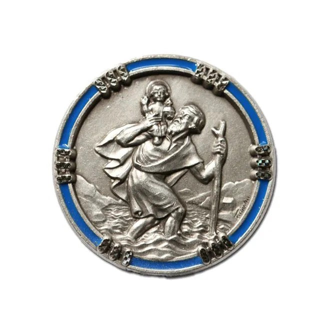 Autohaftplakette Hl. Christophorus blau emailliert