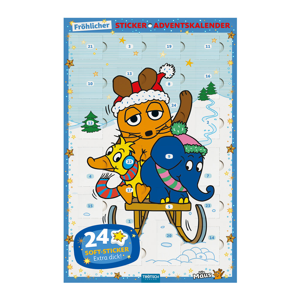 von Trötsch Verlag GmbH & Co.KG: TRÖTSCH - Die Maus Adventskalender mit 24 Soft-Stickern Sticker Adventskalender | Ab 3 Jahren -