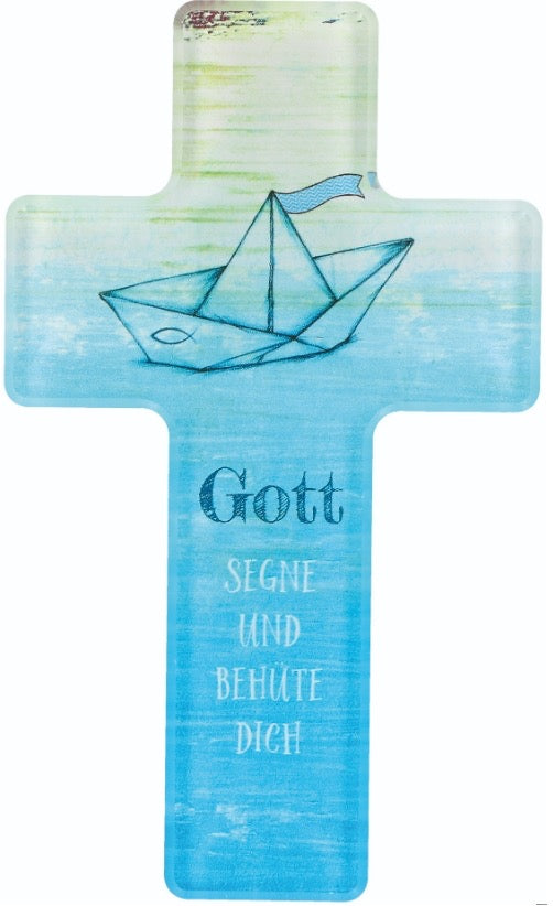"Gott segne und behüte dich" Kreuz aus Acrylglas