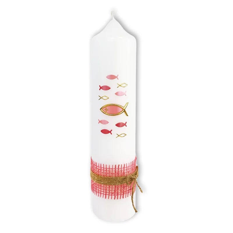 Taufkerze "Einzigartig" rosa Tischkerze
