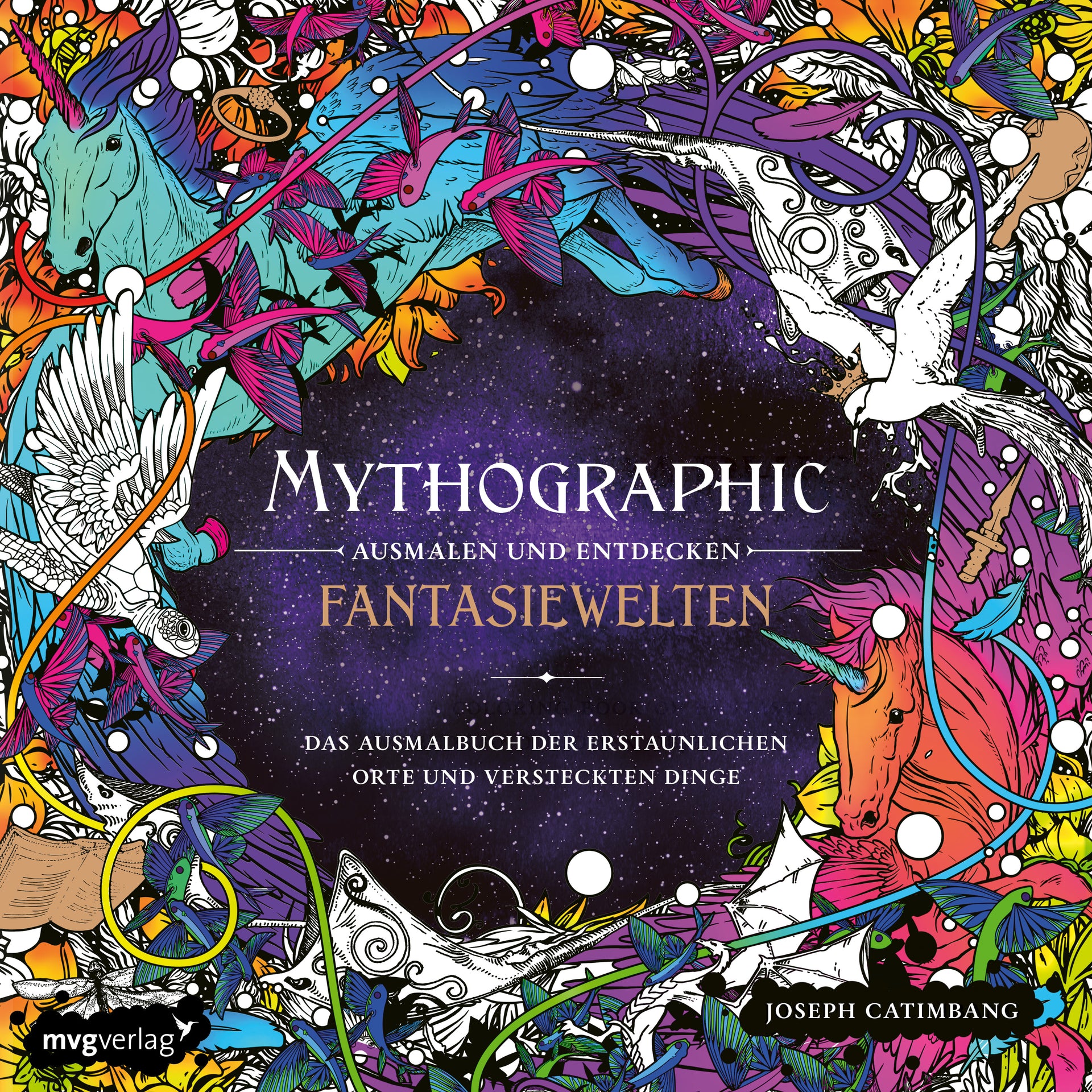 von Joseph Catimbang, @pentasticarts: Mythographic – Ausmalen und Entdecken – Fantasiewelten
