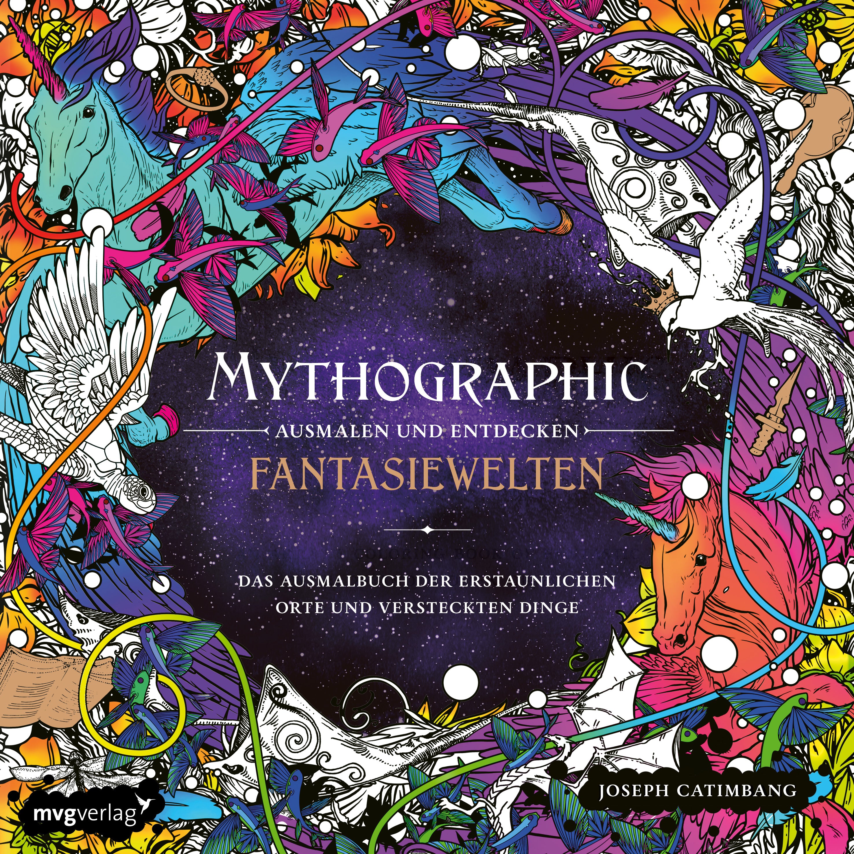 von Joseph Catimbang, @pentasticarts: Mythographic – Ausmalen und Entdecken – Fantasiewelten