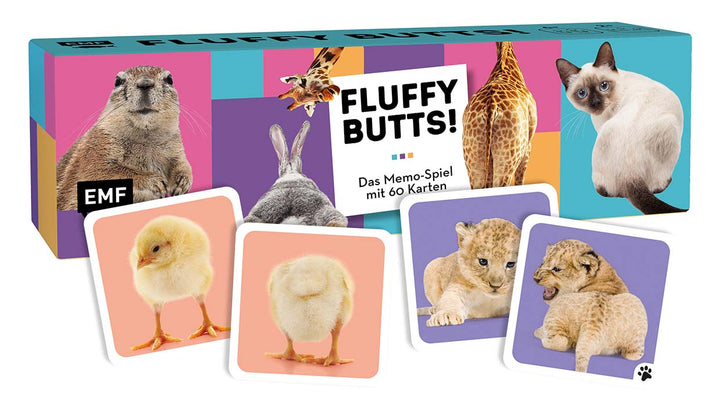 von Katharina Arendt, Nicola Berger: Memo-Spiel: Fluffy Butts – Finde den passenden Po zum Kopf!